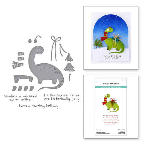 Spellbinders Independent Exclusive Clear Stamp & Die Set - Dino-Sized Holiday