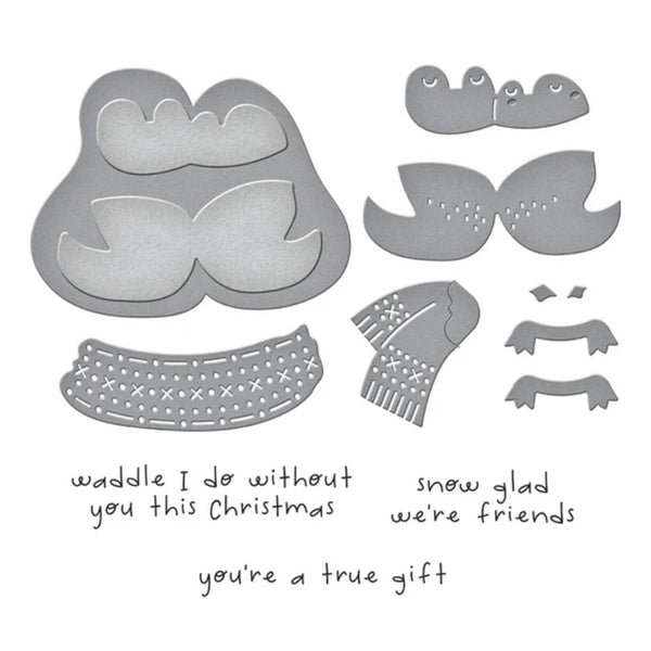 Spellbinders Merry Mischief Clear Stamp & Die Set - Cozy Waddles