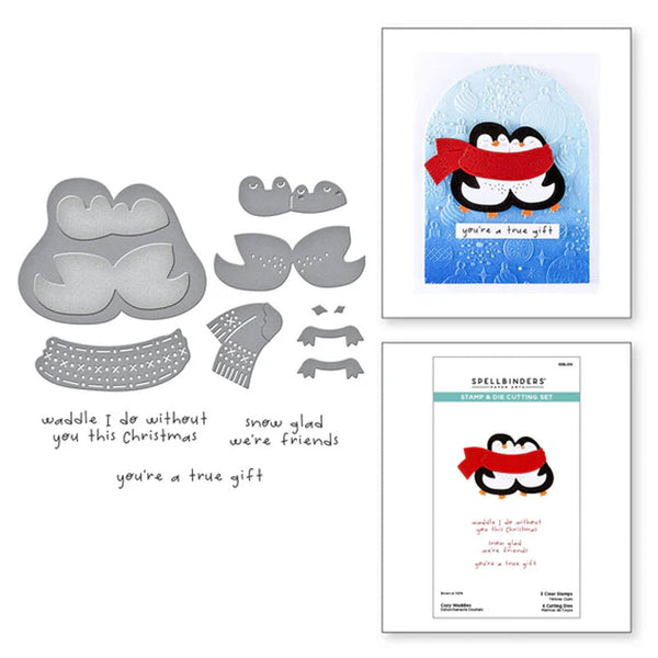 Spellbinders Merry Mischief Clear Stamp & Die Set - Cozy Waddles