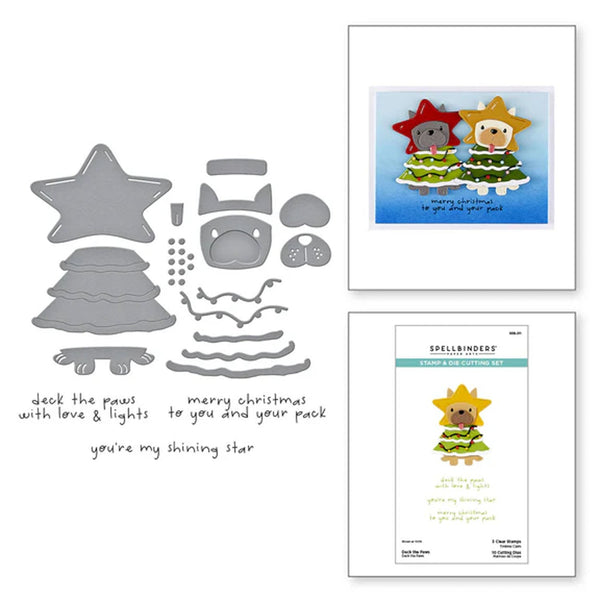 Spellbinders Merry Mischief Clear Stamp & Die Set - Deck the Paws