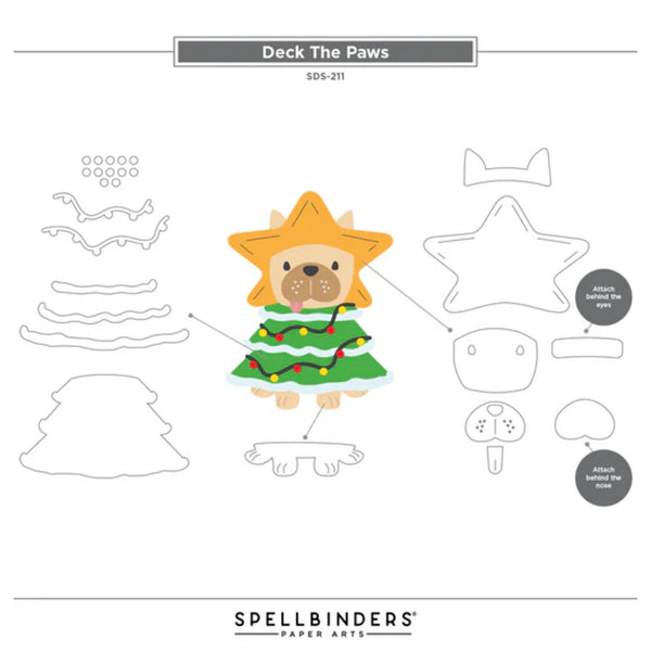 Spellbinders Merry Mischief Clear Stamp & Die Set - Deck the Paws