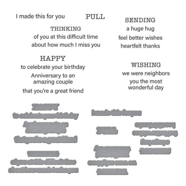 Spellbinders Tabbed Classics Clear Stamp & Die Set by Wendy Vecchi - In & Out Sentiments