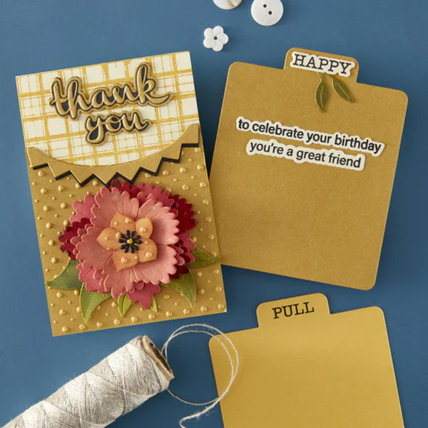 Spellbinders Tabbed Classics Clear Stamp & Die Set by Wendy Vecchi - In & Out Sentiments