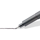 Gray pen with a black ink line on a white background
