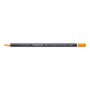 A Staedtler Mary Lumograph colour aquarell drawing pencil in orange, shown horizontally against a plain white background.