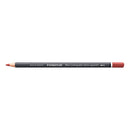 A Staedtler Mary Lumograph colour aquarell drawing pencil with a dark gray barrel, a bright red tip, and a red end cap, shown horizontally on a plain white background.