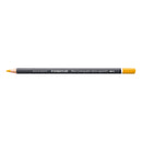 A Staedtler Mary Lumograph colour aquarell drawing pencil in yellow, shown horizontally against a plain white background.