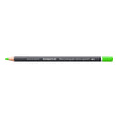 A Staedtler Mary Lumograph colour aquarell drawing pencil in bright green, shown horizontally against a plain white background.