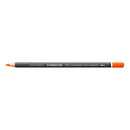 A Staedtler Mary Lumograph colour aquarell drawing pencil in orange, shown horizontally against a plain white background.