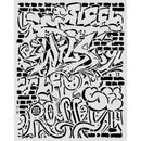 Stamperia Cut Laser Stencil 7.9" x 9.8" - Furry Friends 2 Graffiti