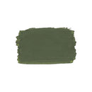 A textured, rectangular swatch of dark olive green paint on a solid white background.