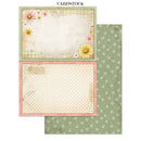 Three sheets of scrapbook cardstock with vintage designs, including floral borders, polka dots, and a green floral pattern, shown on a white background with the text 'CARDSTOCK' at the top.