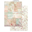 Two pieces of cardstock with floral and script designs on a white background.