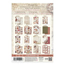 Stamperia 'Madison Avenue' cardstock and sticker set packaging, featuring 16 pages of craft supplies including double cardstock, stickers, and cut outs, displayed on a white background with a barcode and product details.