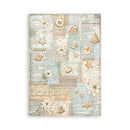 Decorative paper with vintage recipes, cookies, and flowers on a white background