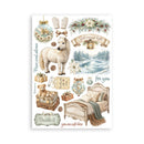 Collection of decorative elements including a horse, teddy bear, and bedroom scene on a white background.