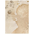 A square art print or card featuring a watercolor design in warm beige and brown tones, with white line drawings of dandelion-like flowers and delicate script text in the center.