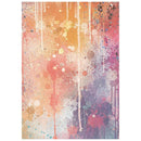 Abstract wall art print featuring a colorful paint splatter and drip design with orange, pink, purple, blue, and white tones.