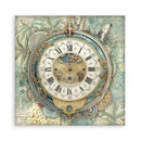 Decorative wall clock with intricate design and Roman numerals on a floral background