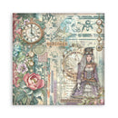 Decorative book cover with vintage design elements, including a clock, flowers, and a woman in a steampunk outfit.