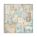 Decorative paper with floral and text patterns on a white background