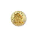 Gold coin with house design on a white background