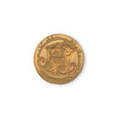 A round gold-toned button featuring an embossed traditional Chinese cat motif, shown on a plain white background.