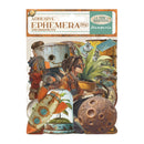 Packaging of Stamperia adhesive ephemera with vintage-style illustrations on a white background.