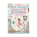 Stamper's Junk Journal Winter Magic art journaling kit cover, featuring a whimsical winter illustration with a girl in a pink dress, gifts, flowers, and decorative text on a light background.