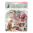 Stamperia 'Die Cuts' scrapbooking paper pack featuring a vintage Christmas collage with Santa Claus, kittens, a dog, a clock, and gift boxes, in its original retail packaging.