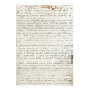 A square art print featuring a vintage, handwritten cursive script on aged, off-white paper with subtle brown and beige discoloration and texture.