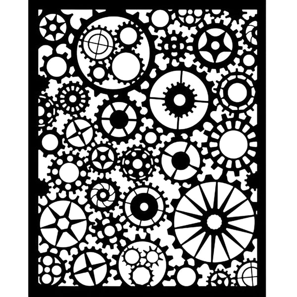 Stamperia Thick Stencil 7.87"x 9.84" - Voyages Fantastiques Gears Pattern
