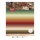 A Studio Light 'Color & Lighting Christmas' unicolor paper pad cover and color swatch display. The top portion shows a festive collage of Christmas-themed scrapbooking papers, while the bottom portion features a clean, multi-colored horizontal stripe grid representing the 18 double-sided unicolor sheets included in the pack.