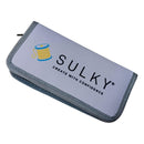 A zippered fabric pouch with a light gray front panel and textured gray-blue borders, featuring the SULKY logo and 'CREATE WITH CONFIDENCE' text, shown on a white background.