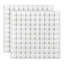 Two square white adhesive pads with rows of circular raised studs, shown overlapping on a plain white background.