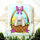 Easter-themed card with decorative elements on a white background