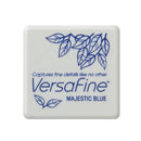 VersaFine Majestic Blue eyeshadow compact in a square white case with blue printed branding and leaf graphics, shown on a plain white background.