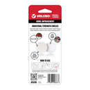 Velcro Home Improvement Industrial Strength Circles adhesive hook and loop fasteners in retail packaging, featuring a red and white header card with product details, usage instructions, and a barcode.