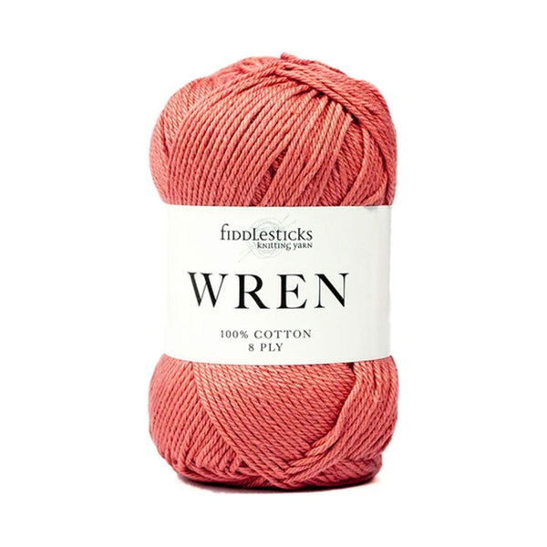 Fiddlesticks Wren 8ply Cotton Yarn 50g - Coral