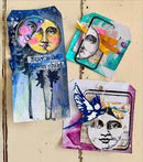 Dina Wakley Media Cling Stamps 6"X9" Vintage Moon Faces