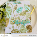 Card with leaf pattern and 'thank you' text, featuring Altenew branding.