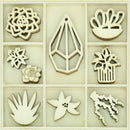 Kaisercraft - Themed Mini Wooden Flourishes 45 per pack - Succulents