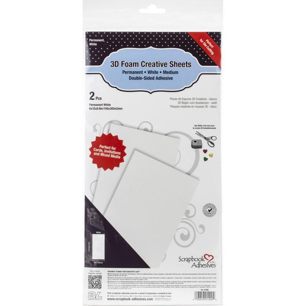 Scrapbook Adhesives - 3D Foam Creative Sheets 2 pack White - 6in x 12in*