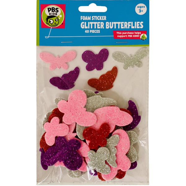 Crafts For Kids - Glitter Foam Stickers - Butterfly, 40 pack