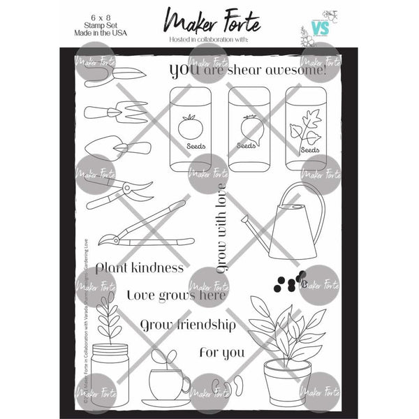 Maker Forte Clear Stamps By Varada Sharma Designs 6"X8" - Gardening Love*