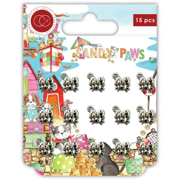Craft Consortium Sandy Paws Metal Charms 15 pack - Silver Little Crabs*