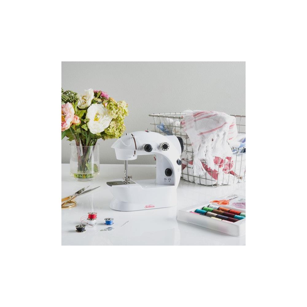 Sunbeam White Mini Sewing Machine With Foot Pedal