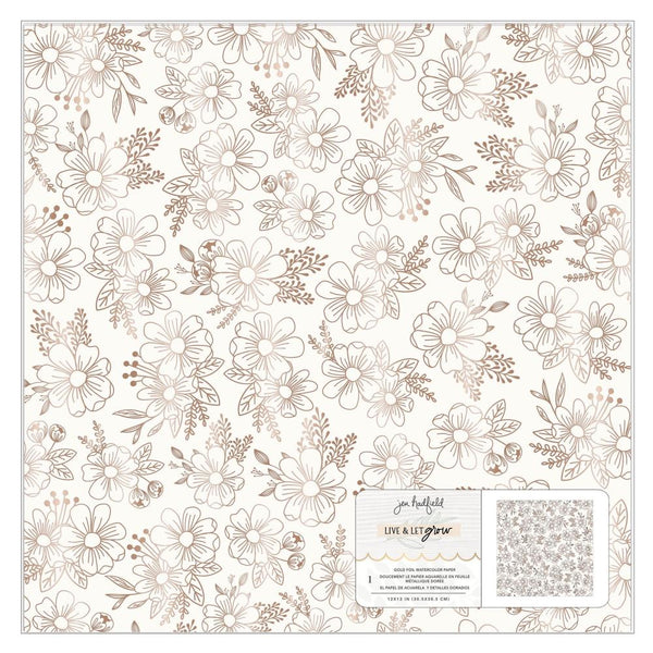 Jen Hadfield Live & Let Grow Specialty Paper 12"X12" Watercolour Paper W/Gold Foil*