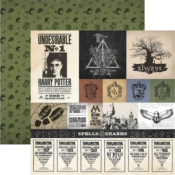 Paper House Harry Potter Double-Sided Cardstock 12"X12" - Harry Potter Parchment Tags