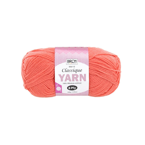 Birch Creative Classique Knitting Yarn - Coral 100g*